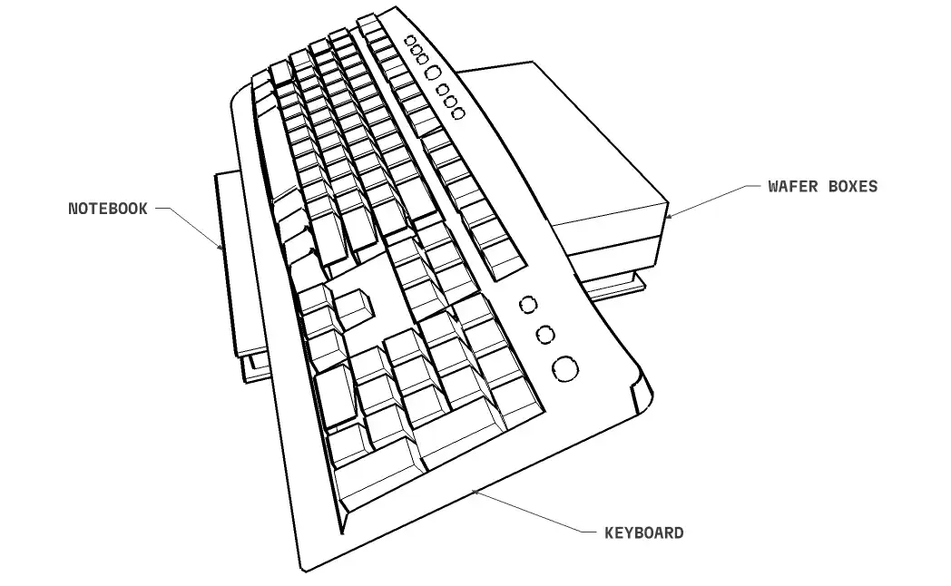 Labeled drawing of the makeshift setup.